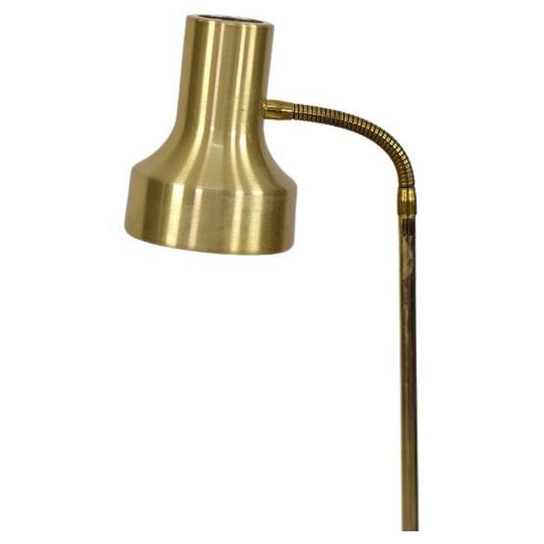 Midcentury Swedish in Gold Brass Floor Lamp from Montör, Original