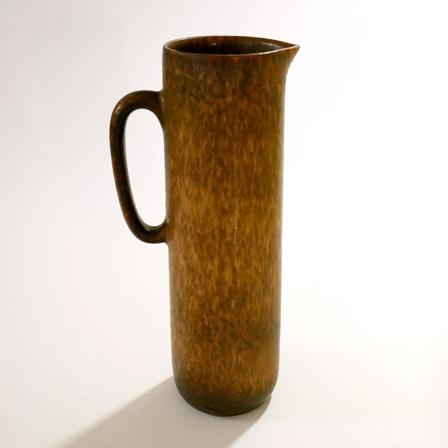 Scandinavian Modern Vintage Swedish Brown Pitcher Vase Carl-Harry Stålhane for Rörstrand