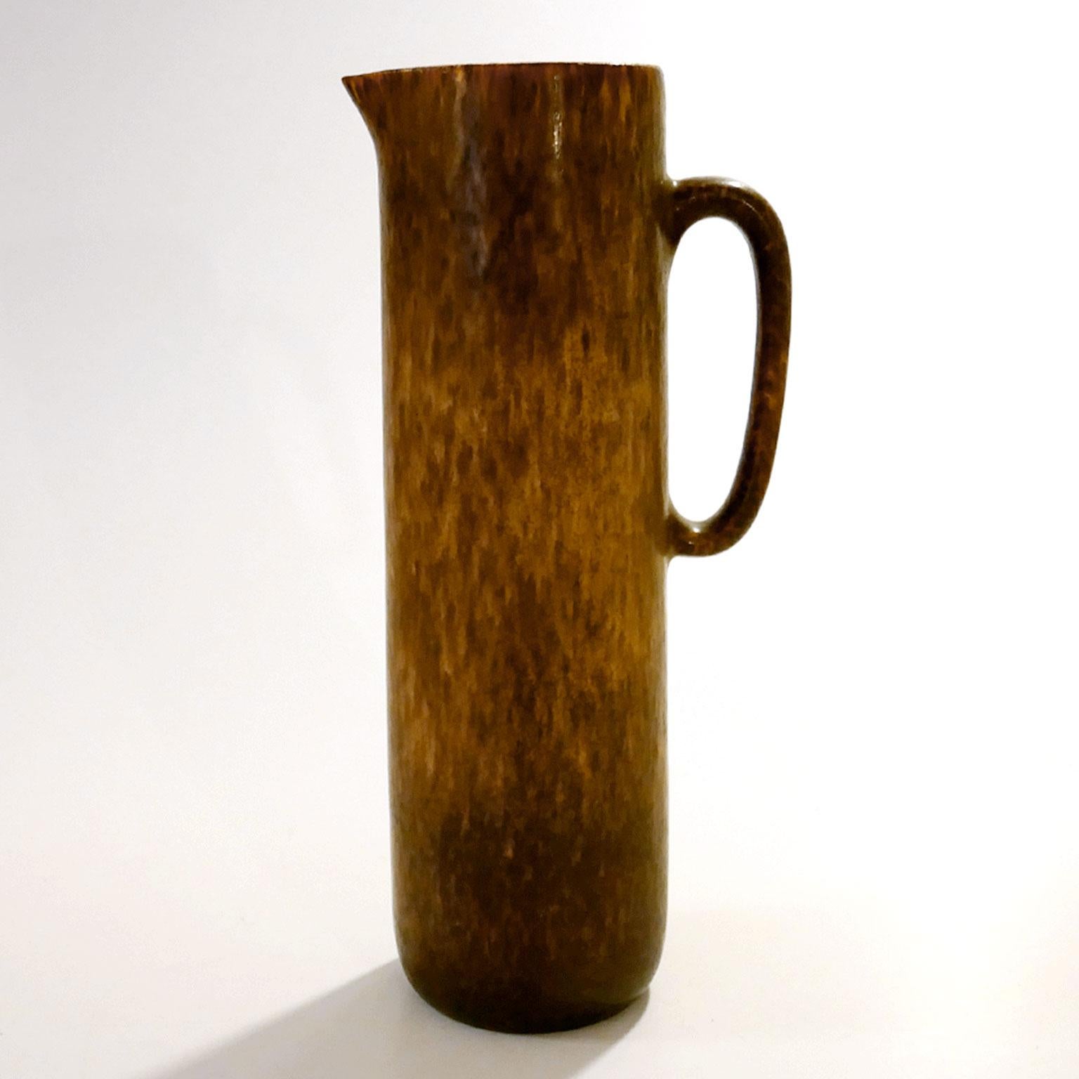 Vintage Swedish Brown Pitcher Vase Carl-Harry Stålhane for Rörstrand In Good Condition In Borås, SE