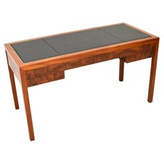 Vintage Swedish Burr Walnut Leather Top Desk