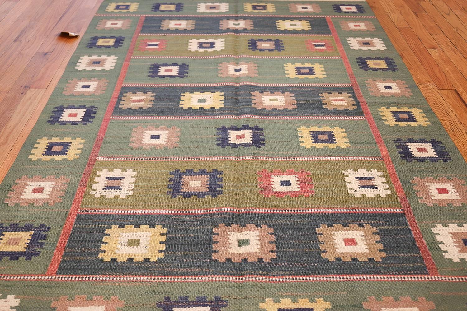 Scandinavian Vintage Swedish Carpet by Marta Maas-Fjetterström. Size: 5 ft 7 in x 8 ft 4 in