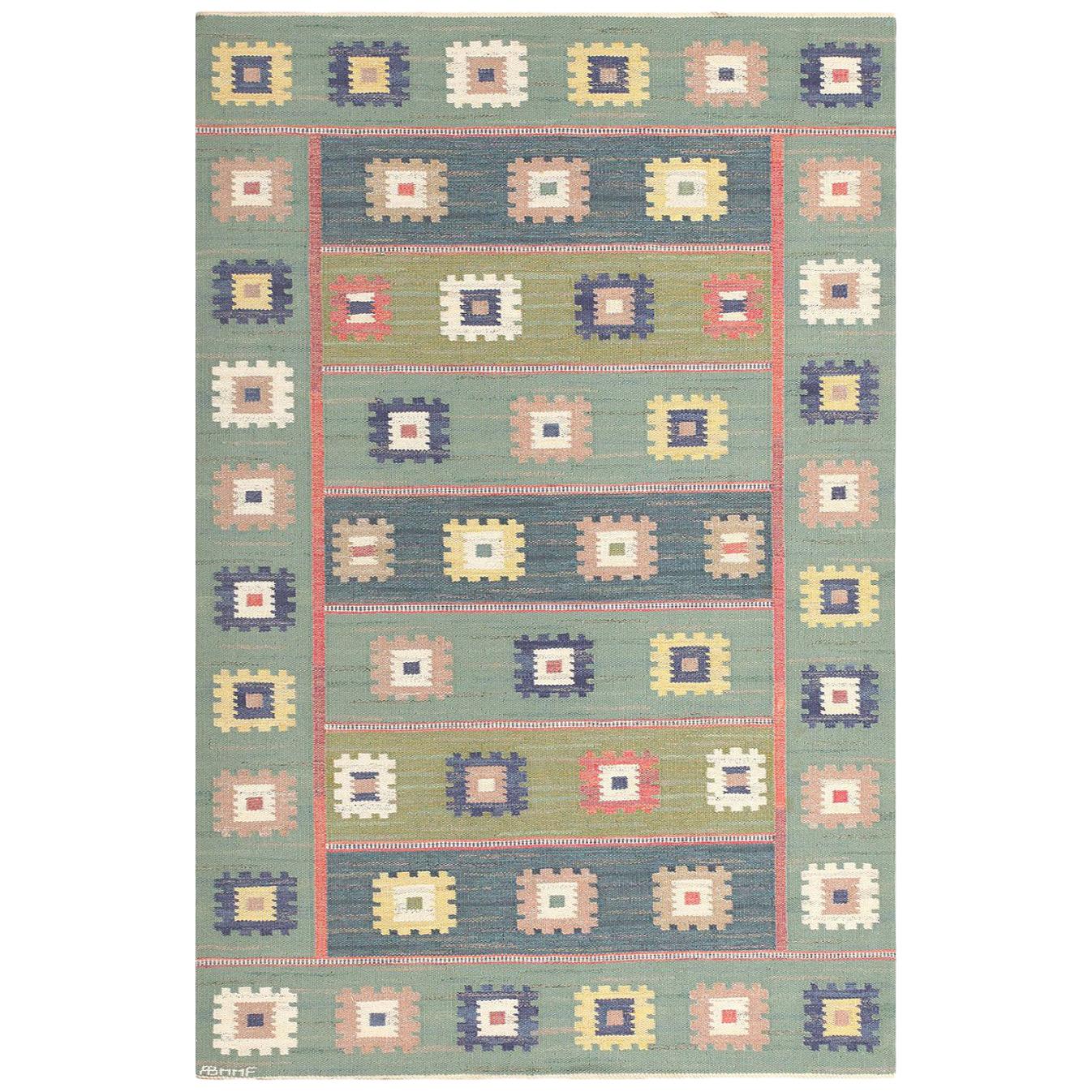 Vintage Swedish Carpet by Marta Maas-Fjetterström. Size: 5 ft 7 in x 8 ft 4 in