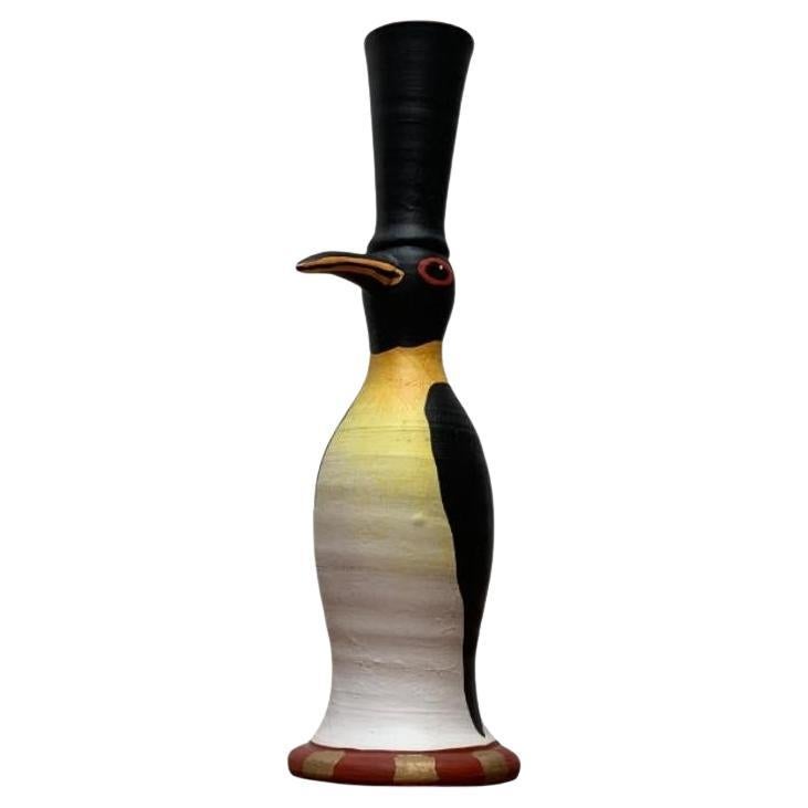 Vintage Swedish Ceramic Penguin Candle Holder by Eva Strömberg for Medevi, 1970s
