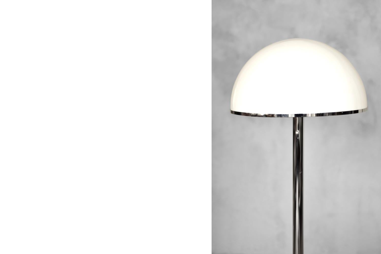 Suédois Vintage Swedish Chrome and White Acrylic Floor Lamp from Nybro Armaturfabrik en vente