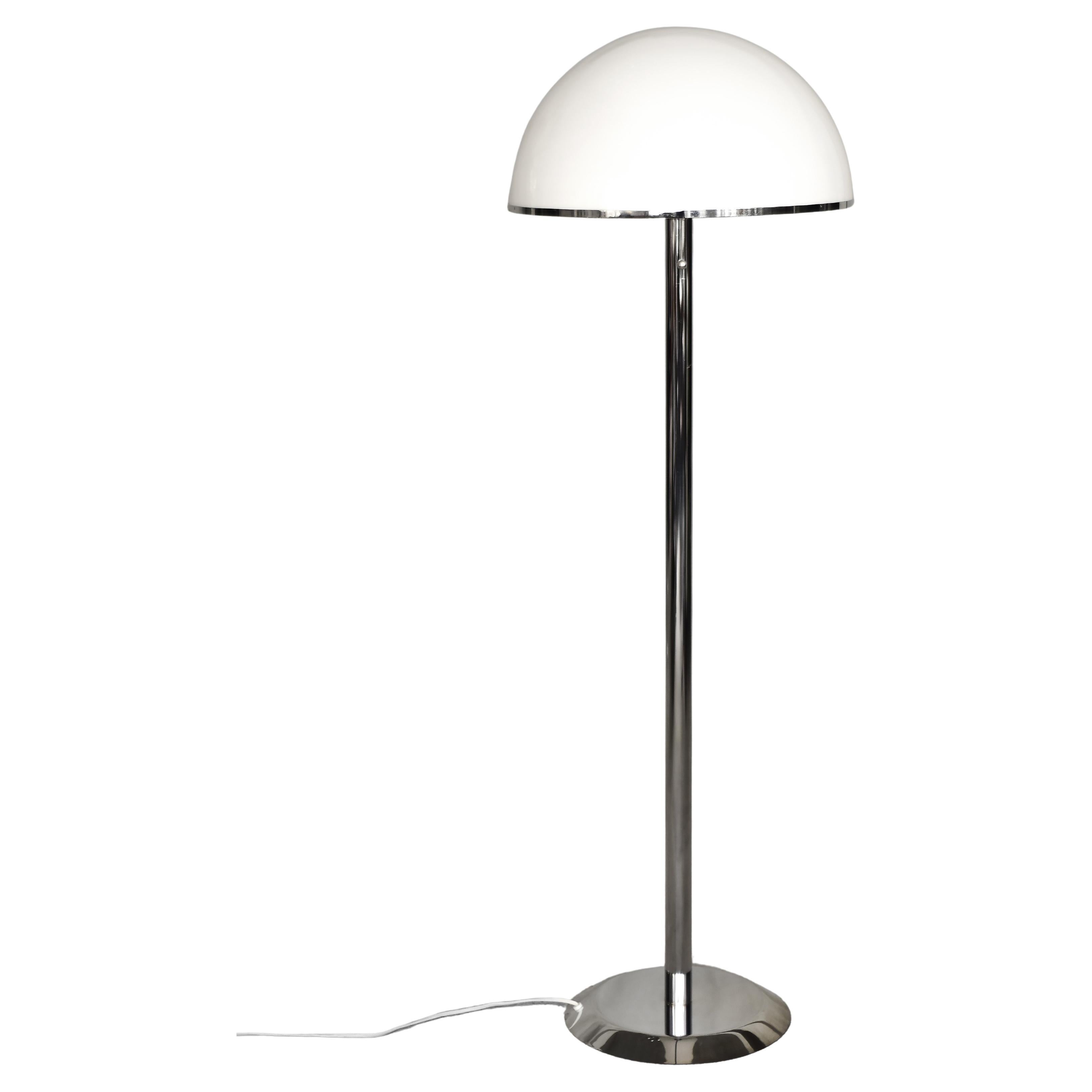 Vintage Swedish Chrome and White Acrylic Floor Lamp from Nybro Armaturfabrik en vente