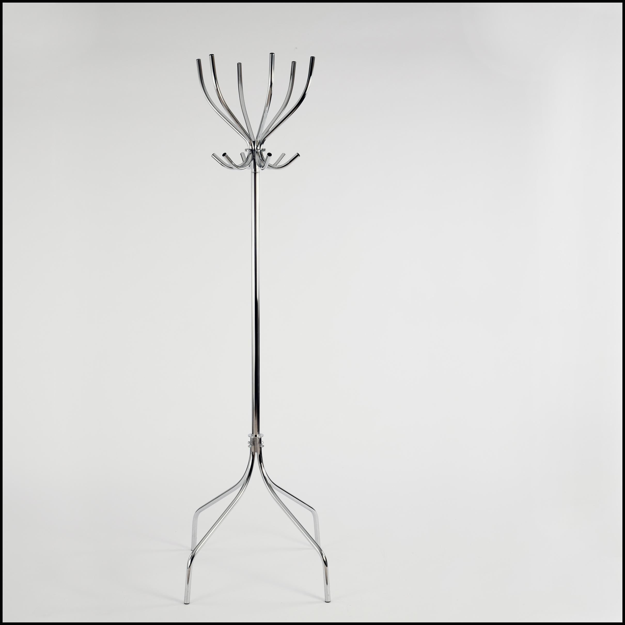 Chromed steel coat stand produced by Rörmekano in Skånes Fagerhult, Sweden, in the 1980s, known as the 