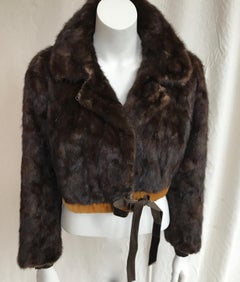 Vintage Swedish Cropped Chocolate Brown Mink Jacket