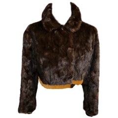 Retro Swedish Cropped Chocolate Brown Mink Jacket