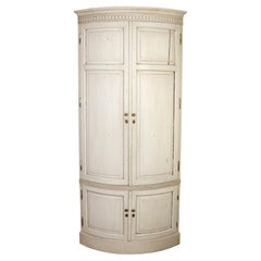 Vintage Swedish Curved Corner Cabinet Painted White