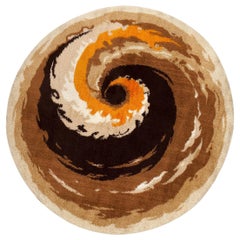 Vintage Swedish Deco Round Rug. 7 ft 3 in x 7 ft 3 in
