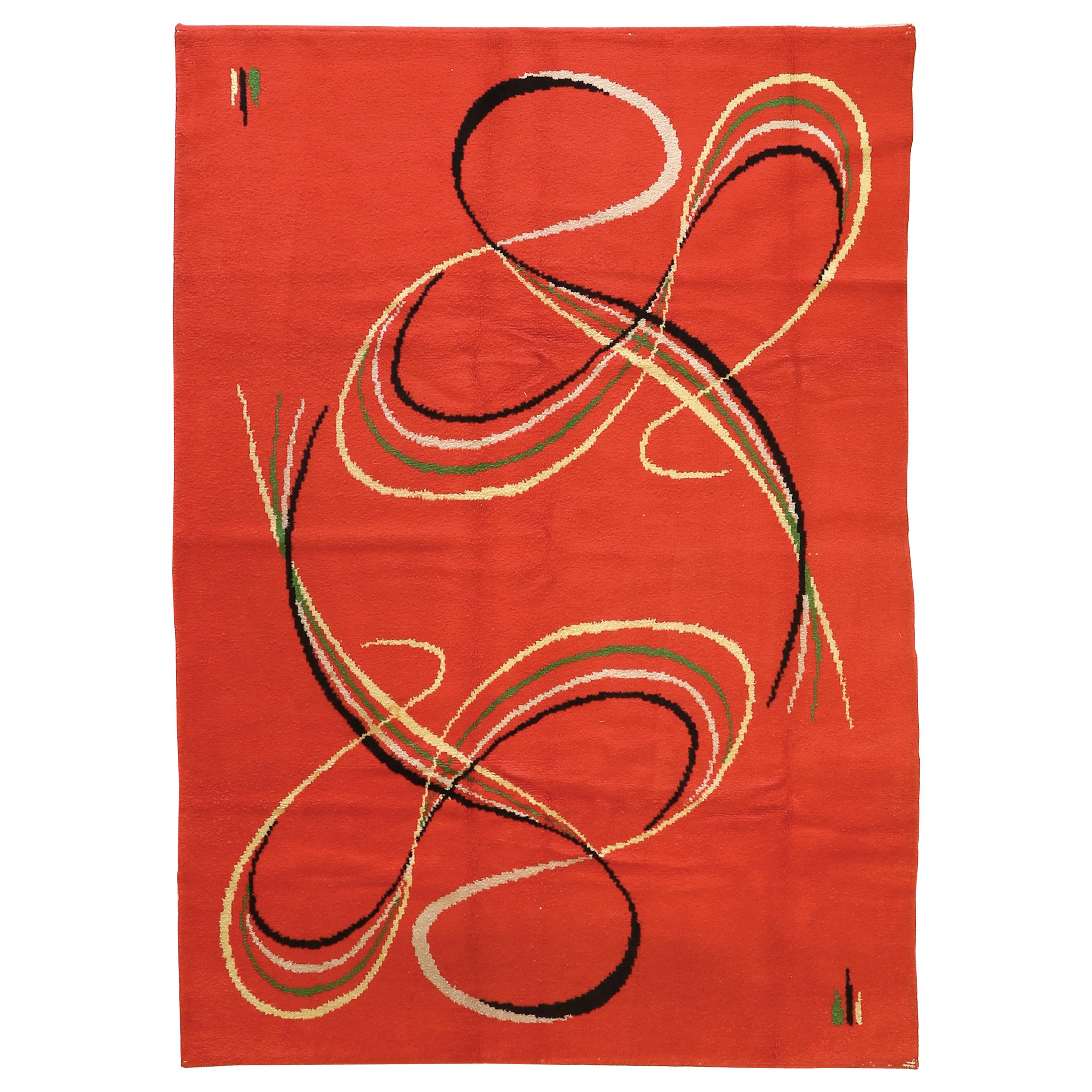 Vintage Swedish Deco Rug, circa Mid-20th Century For Sale