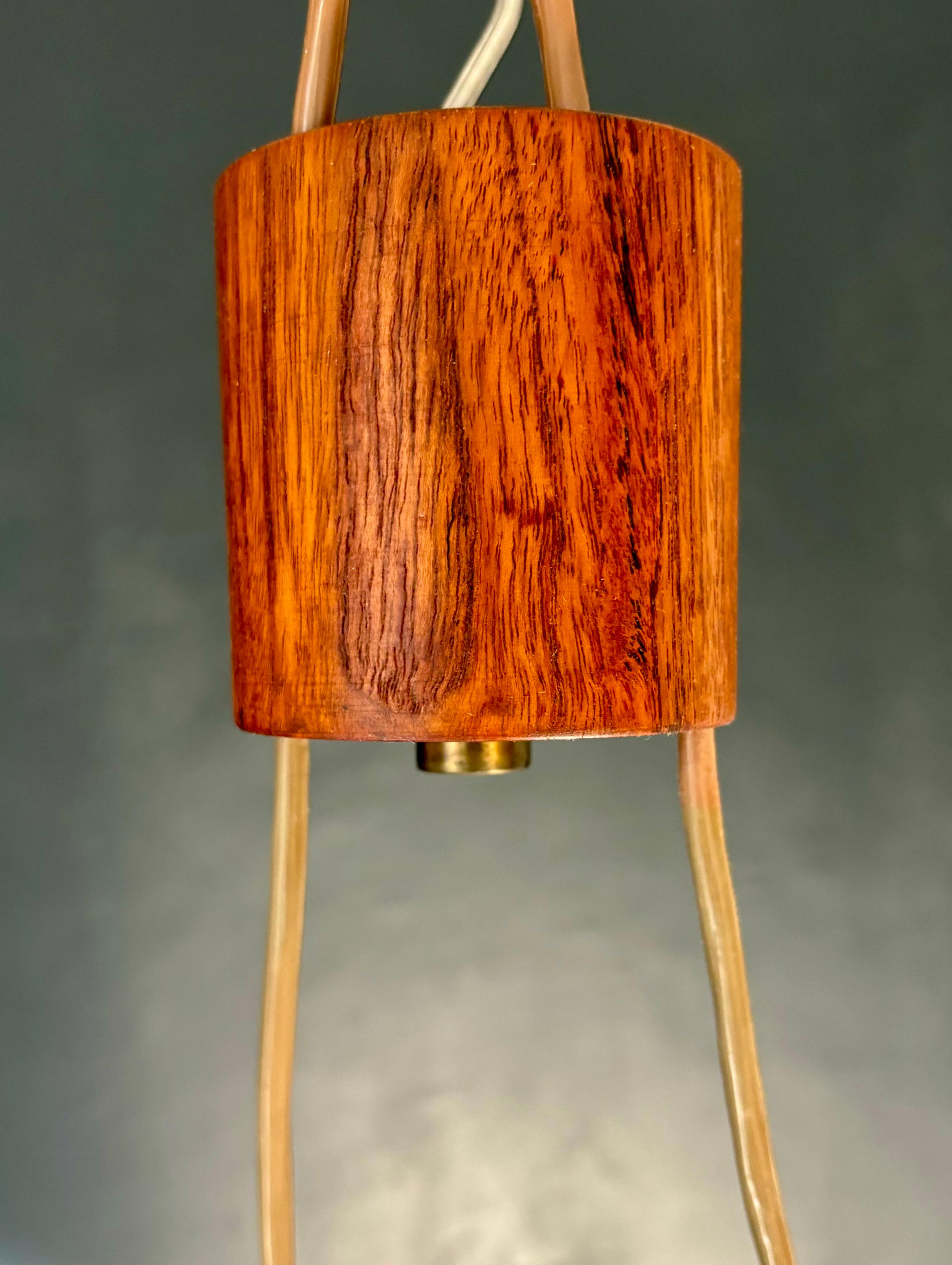 Scandinavian Modern Swedish Double Arm Glass Wood Pendant, 1960s For Sale