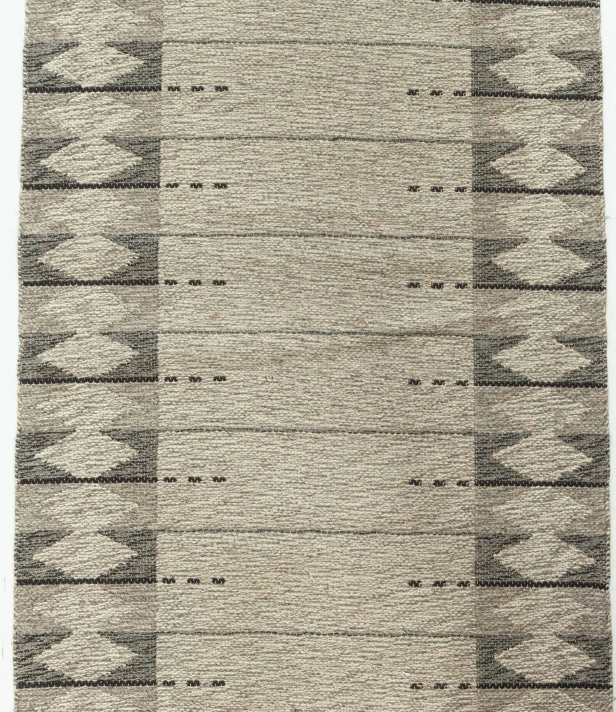 Hand-Woven Vintage Swedish Double Sided Runner For Sale