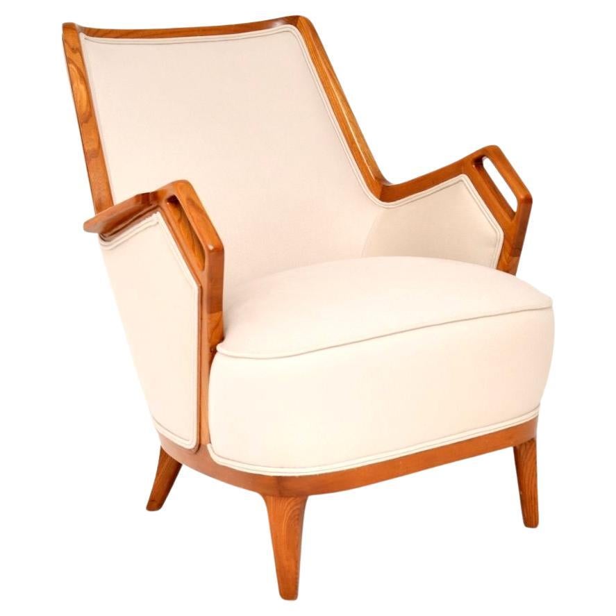 Poltrona vintage in olmo svedese