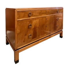 Vintage Swedish Flame Birch Chest of Drawers, 1940s