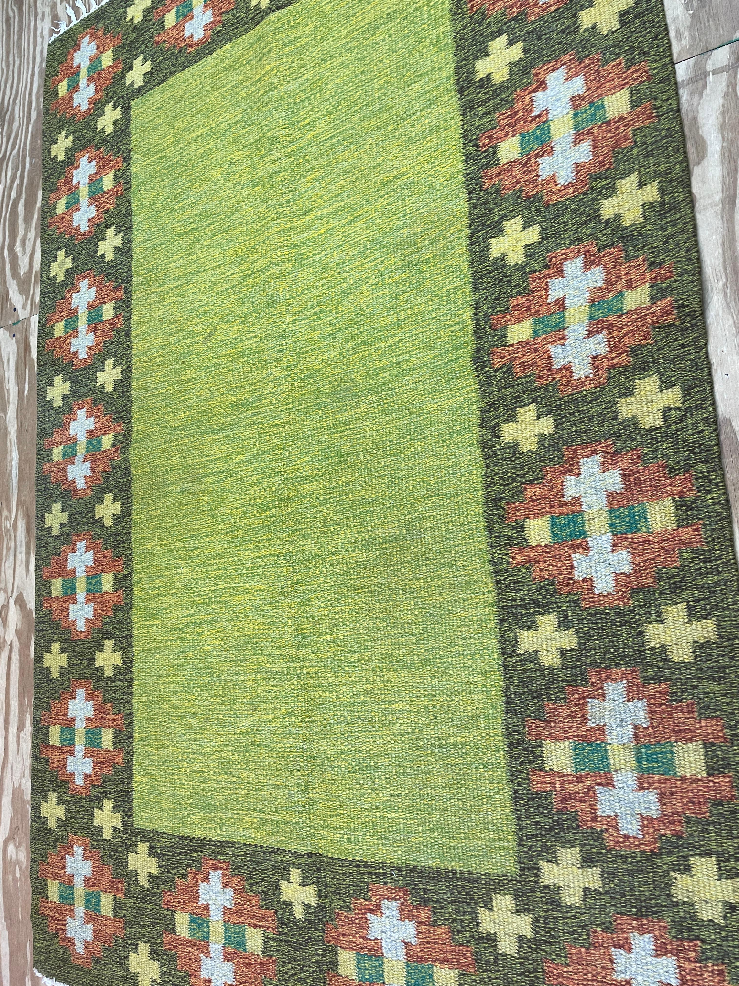 Art Deco Vintage Swedish Flat-Weave Carpet, 20th Century