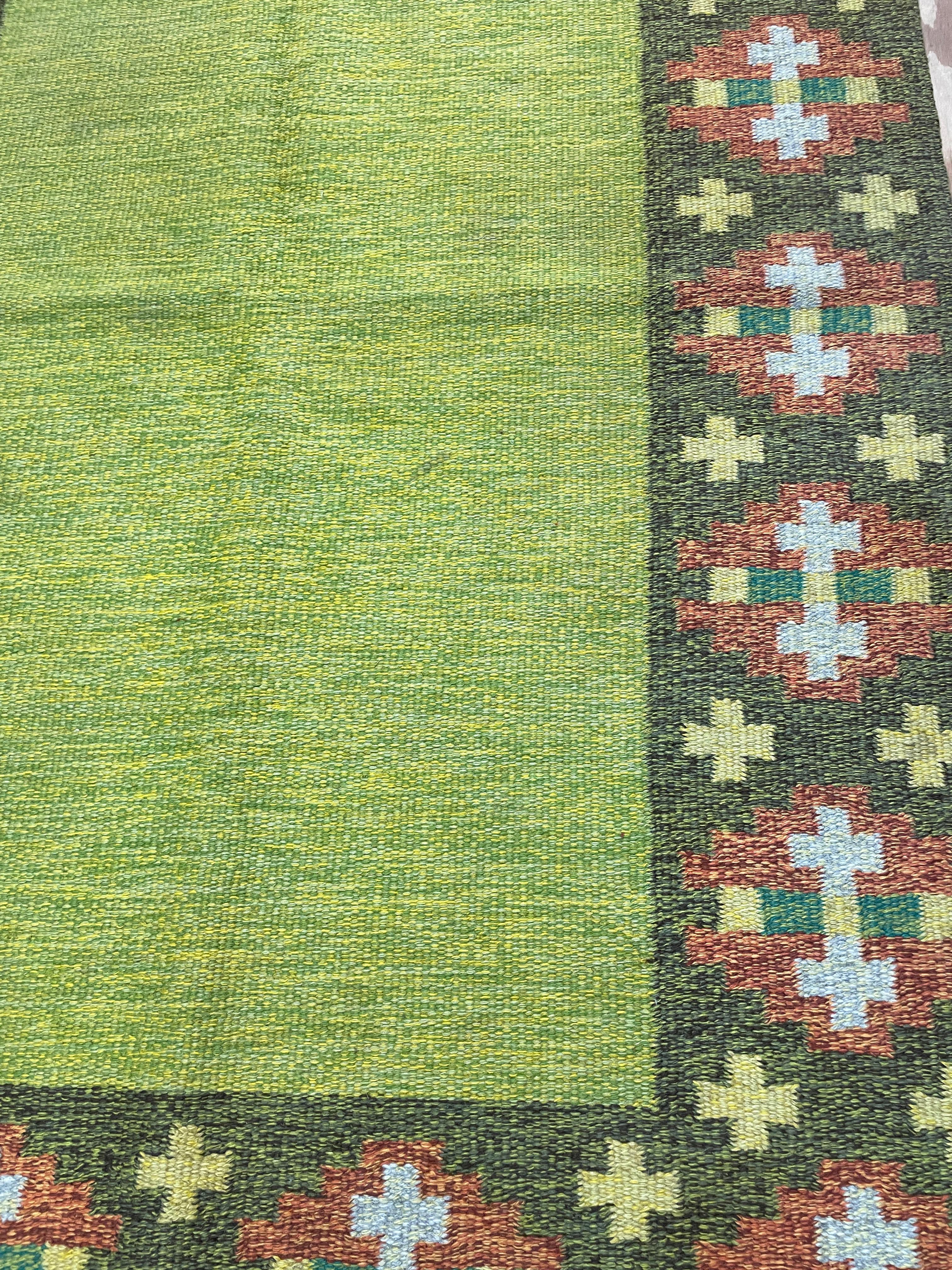 Vintage Swedish Flat-Weave Carpet, 20th Century For Sale 2