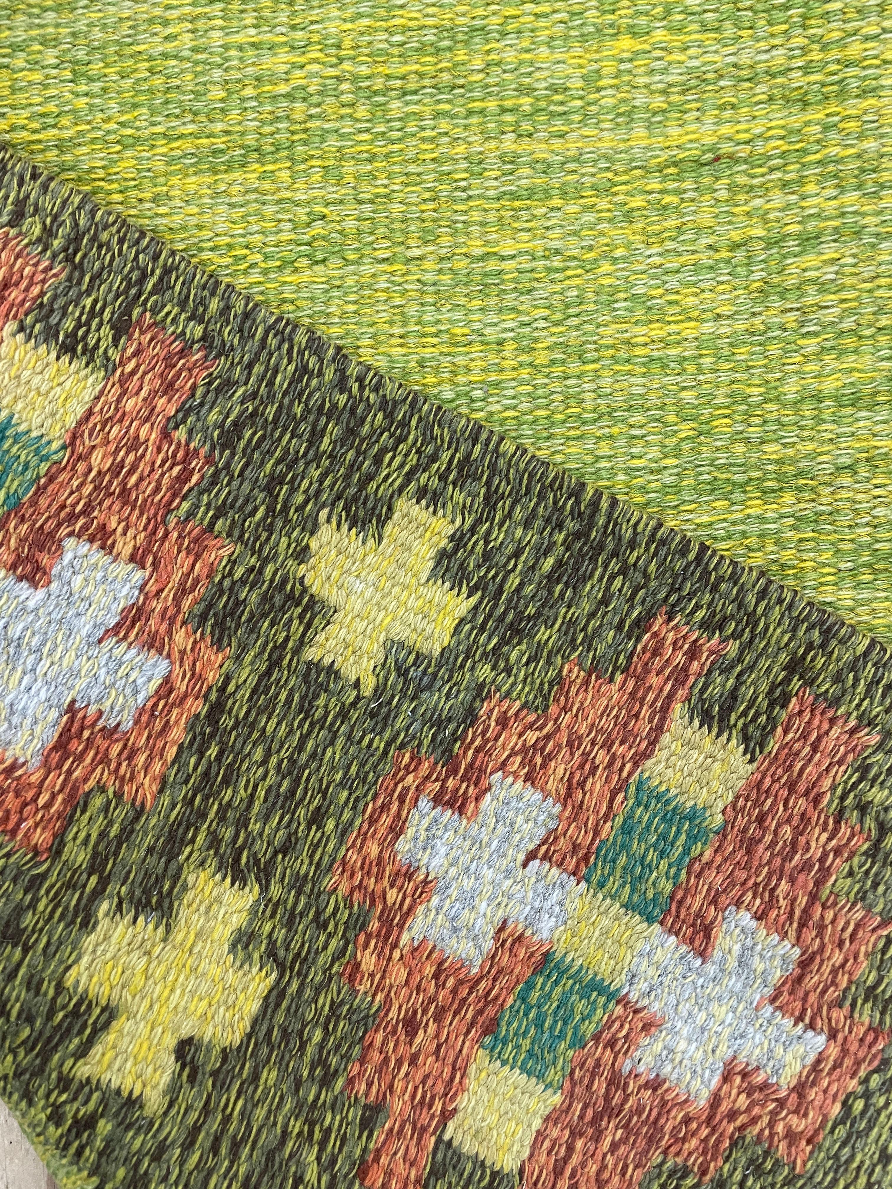 Vintage Swedish Flat-Weave Carpet, 20th Century For Sale 3