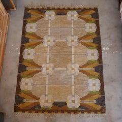 Vintage Swedish Flat Weave Carpet by Ingegerd Silow, 1970s