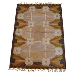 Vintage Swedish Flat Weave Carpet by Ingegerd Silow, 1970s