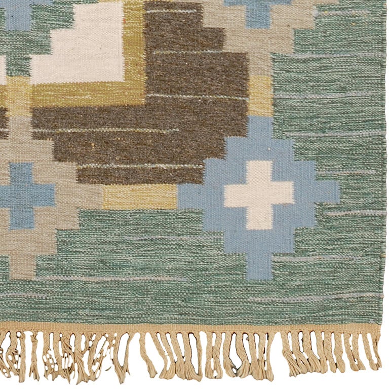 Vintage Swedish Flat-Weave Carpet For Sale at 1stdibs