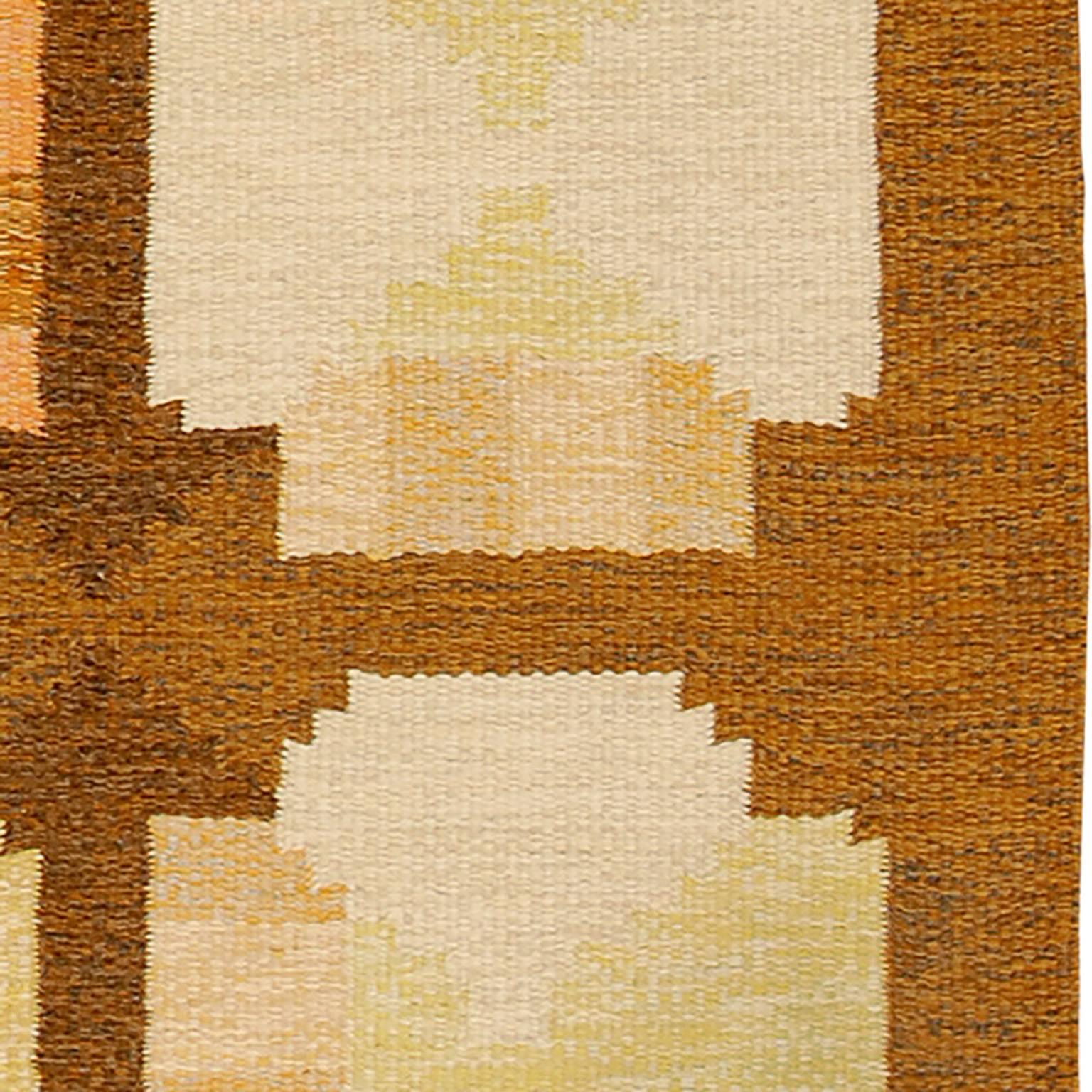 Hand-Woven Vintage Swedish Flat-Weave Carpet For Sale
