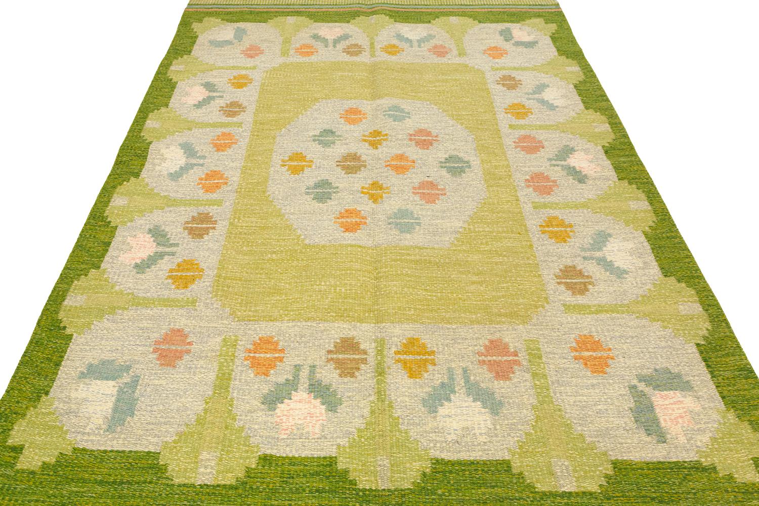 Hand-Knotted Vintage Swedish Flat-Weave Kilim by Anna Joanna Angstrom, ca. 1950 For Sale