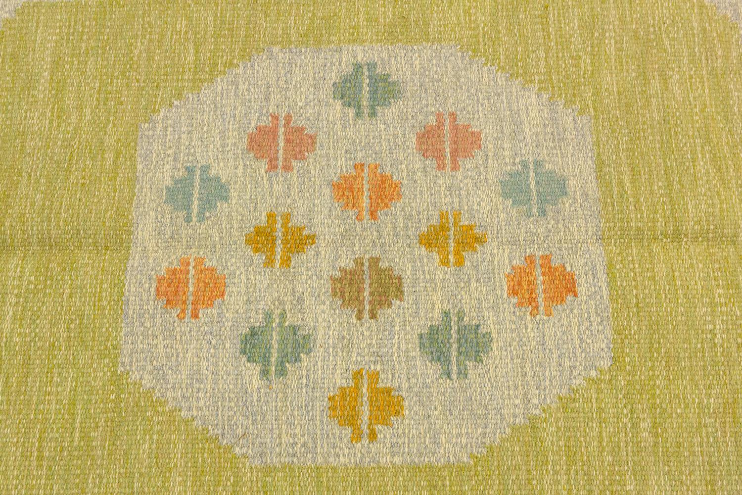 Wool Vintage Swedish Flat-Weave Kilim by Anna Joanna Angstrom, ca. 1950