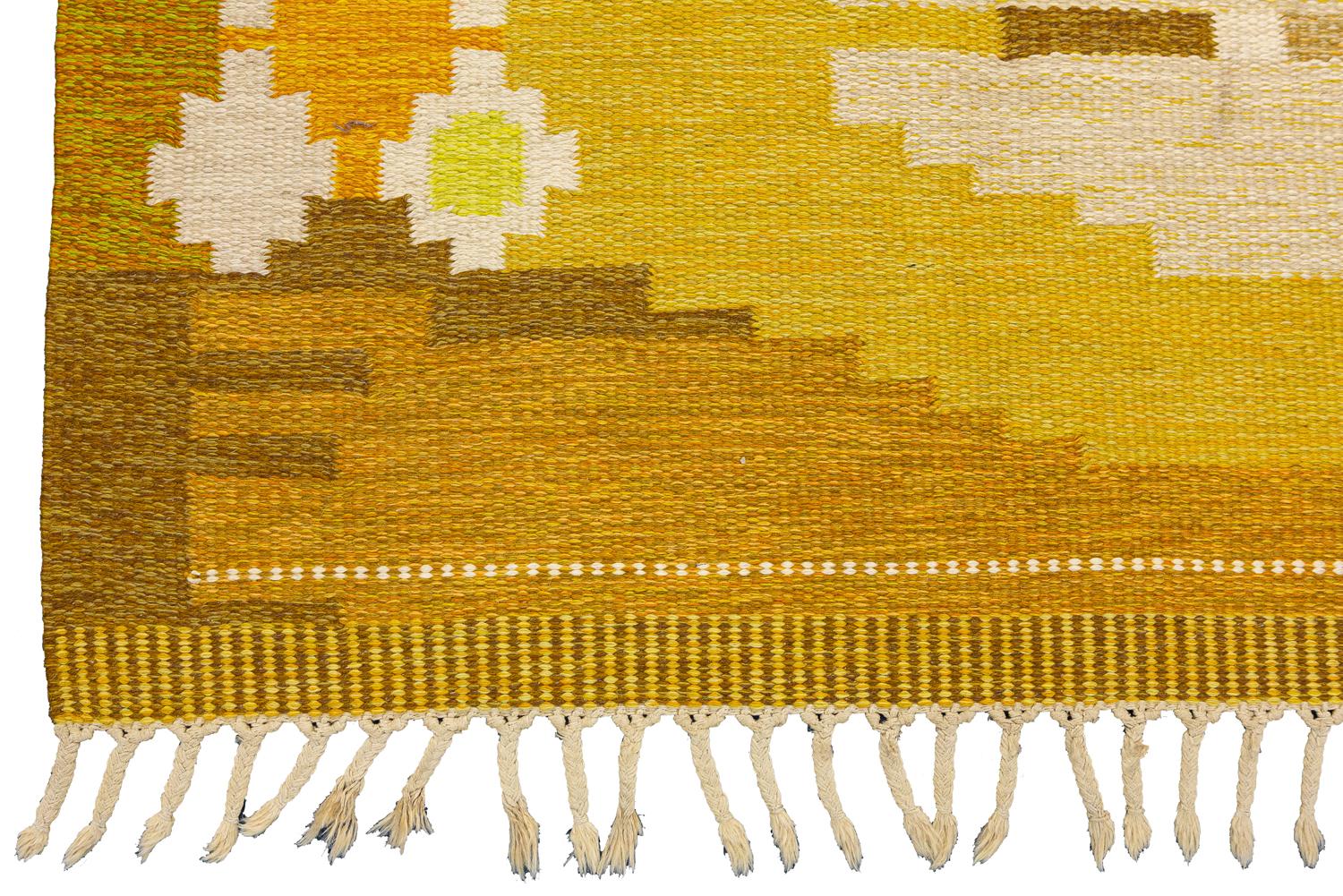 Wool Vintage Swedish Flat-Weave Kilim by Ingegerd Silow, Ca. 1950