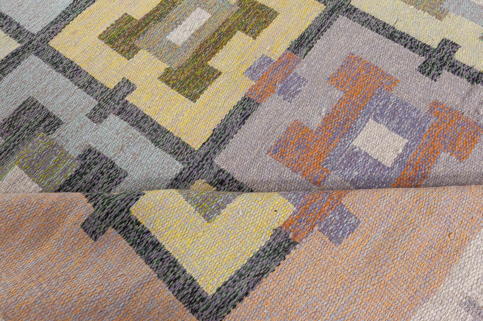 Vintage Swedish Flat Weave rug by Agda Osterberg
Size: 6'5