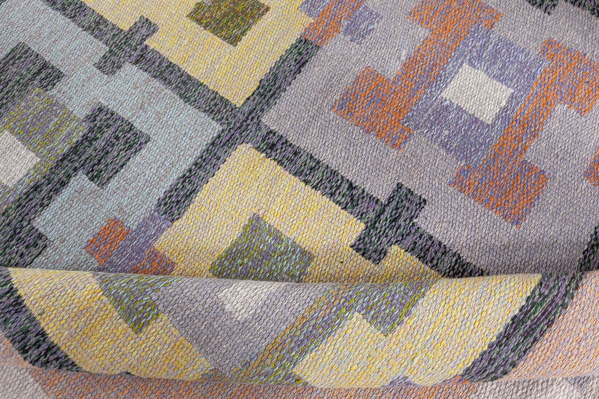 Schwedischer Flachgewebe-Teppich von Agda Osterberg, Vintage (Moderne der Mitte des Jahrhunderts) im Angebot