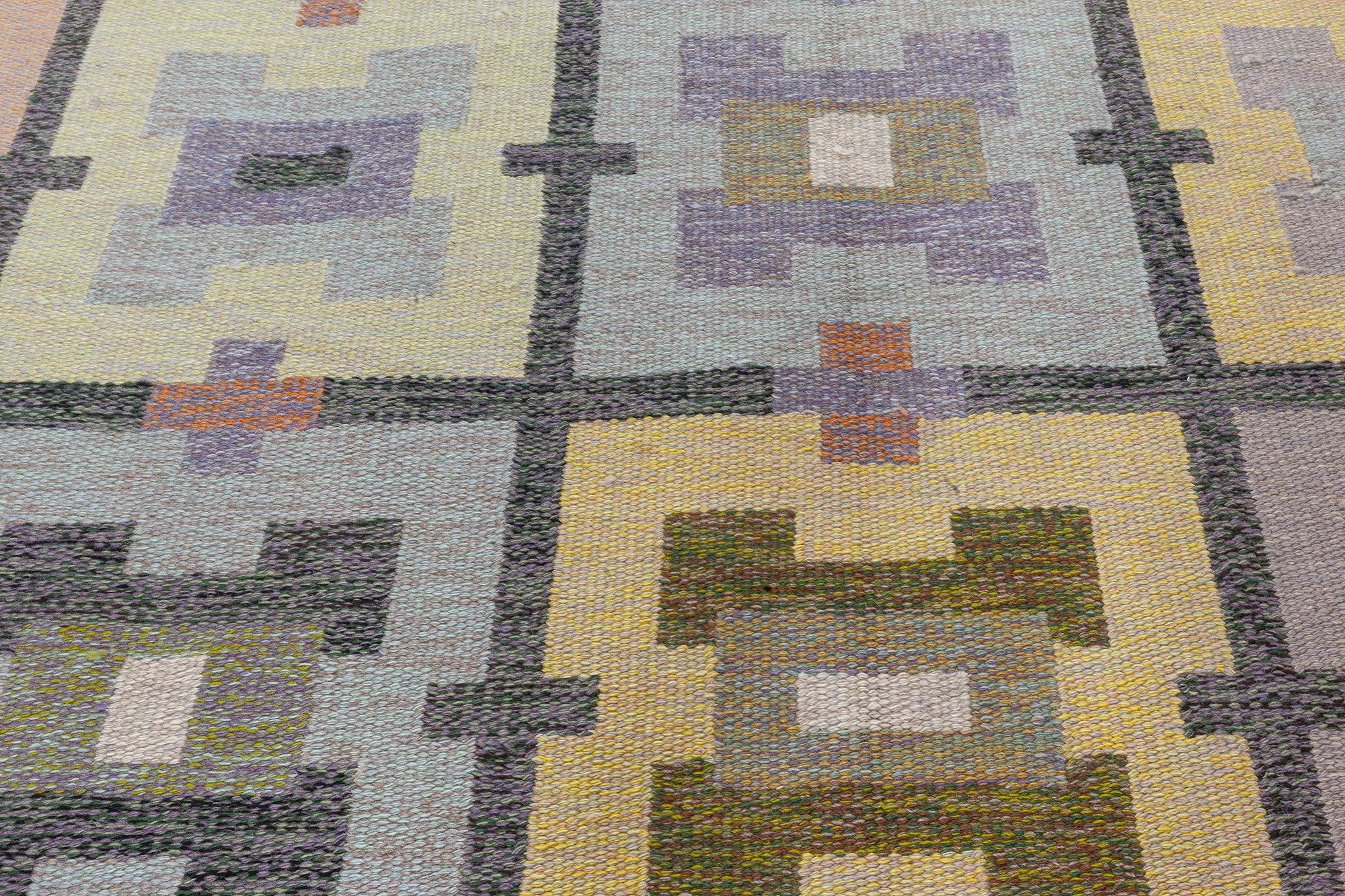 Schwedischer Flachgewebe-Teppich von Agda Osterberg, Vintage (Skandinavisch) im Angebot