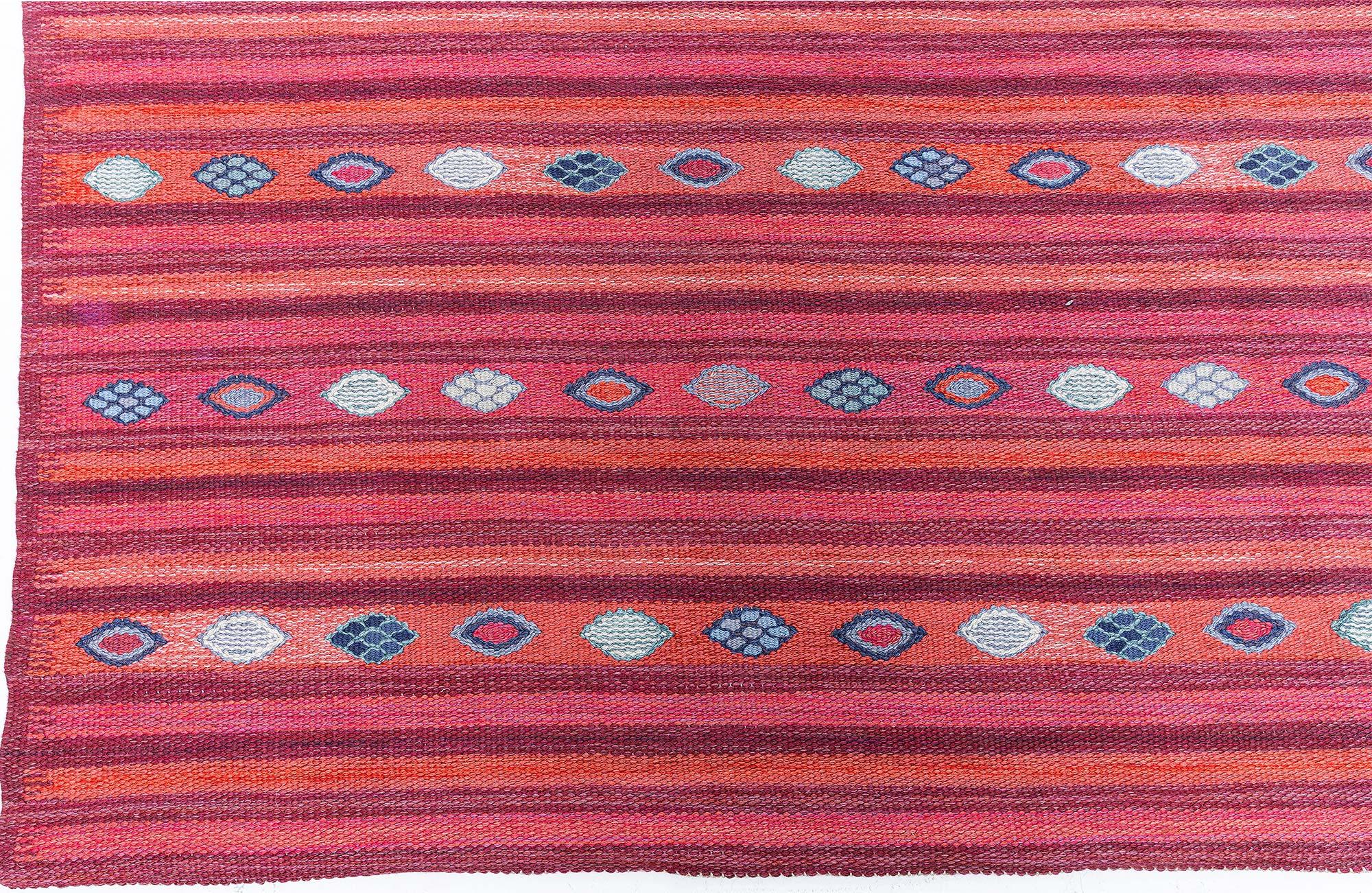 Mid-Century moderno Tappeto svedese vintage a trama piatta di Barbro Nilsson da Doris Leslie Blau in vendita