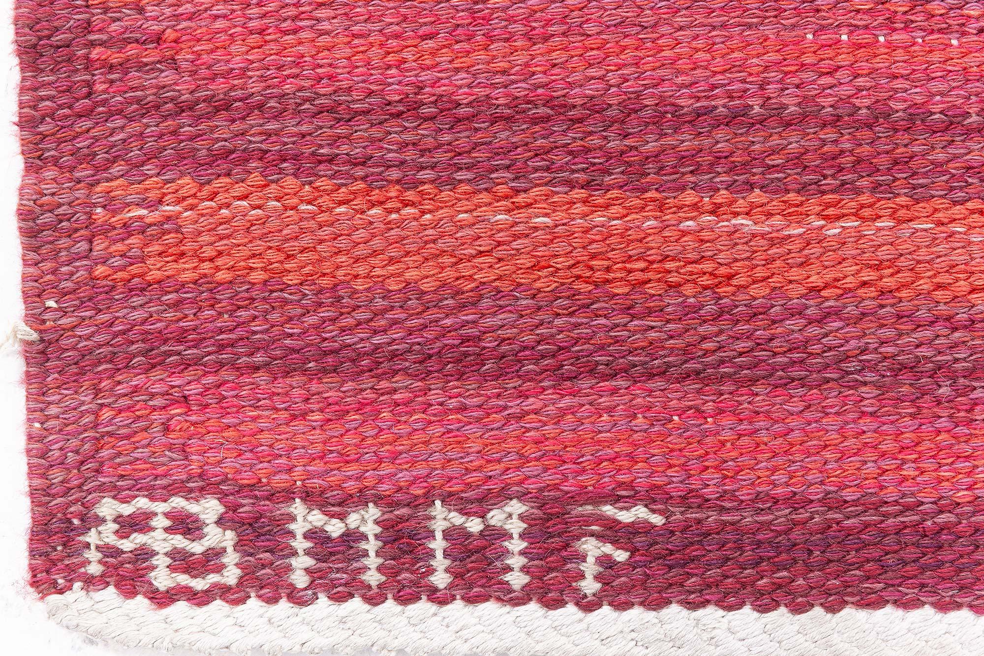 Mid-Century Modern Vintage Swedish Flat Weave Rug by Barbro Nilsson, Signed MM at Doris Leslie Blau en vente