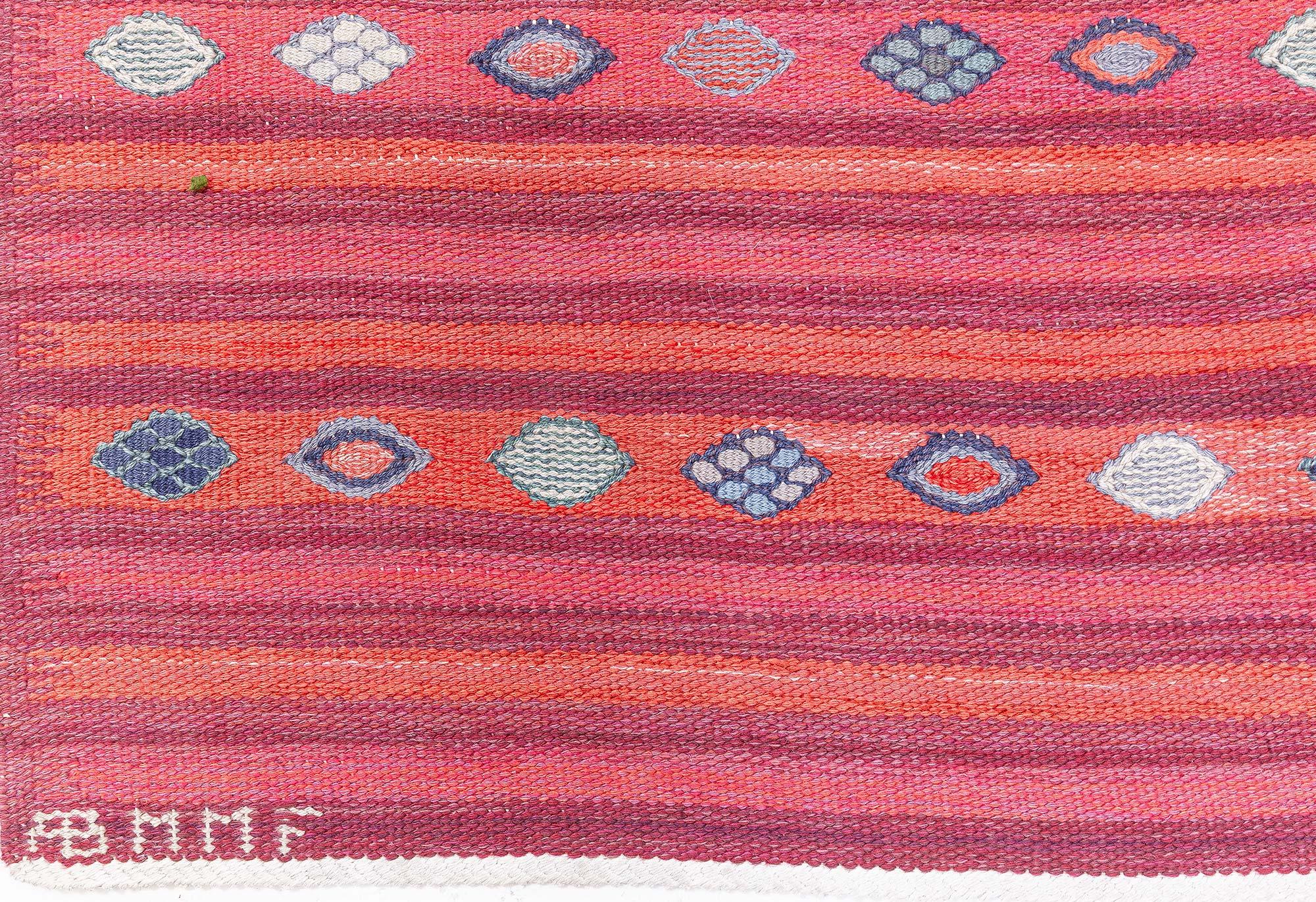 Suédois Vintage Swedish Flat Weave Rug by Barbro Nilsson, Signed MM at Doris Leslie Blau en vente