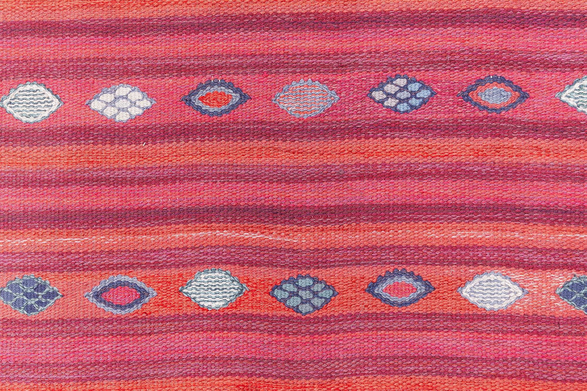 Tissé à la main Vintage Swedish Flat Weave Rug by Barbro Nilsson, Signed MM at Doris Leslie Blau en vente