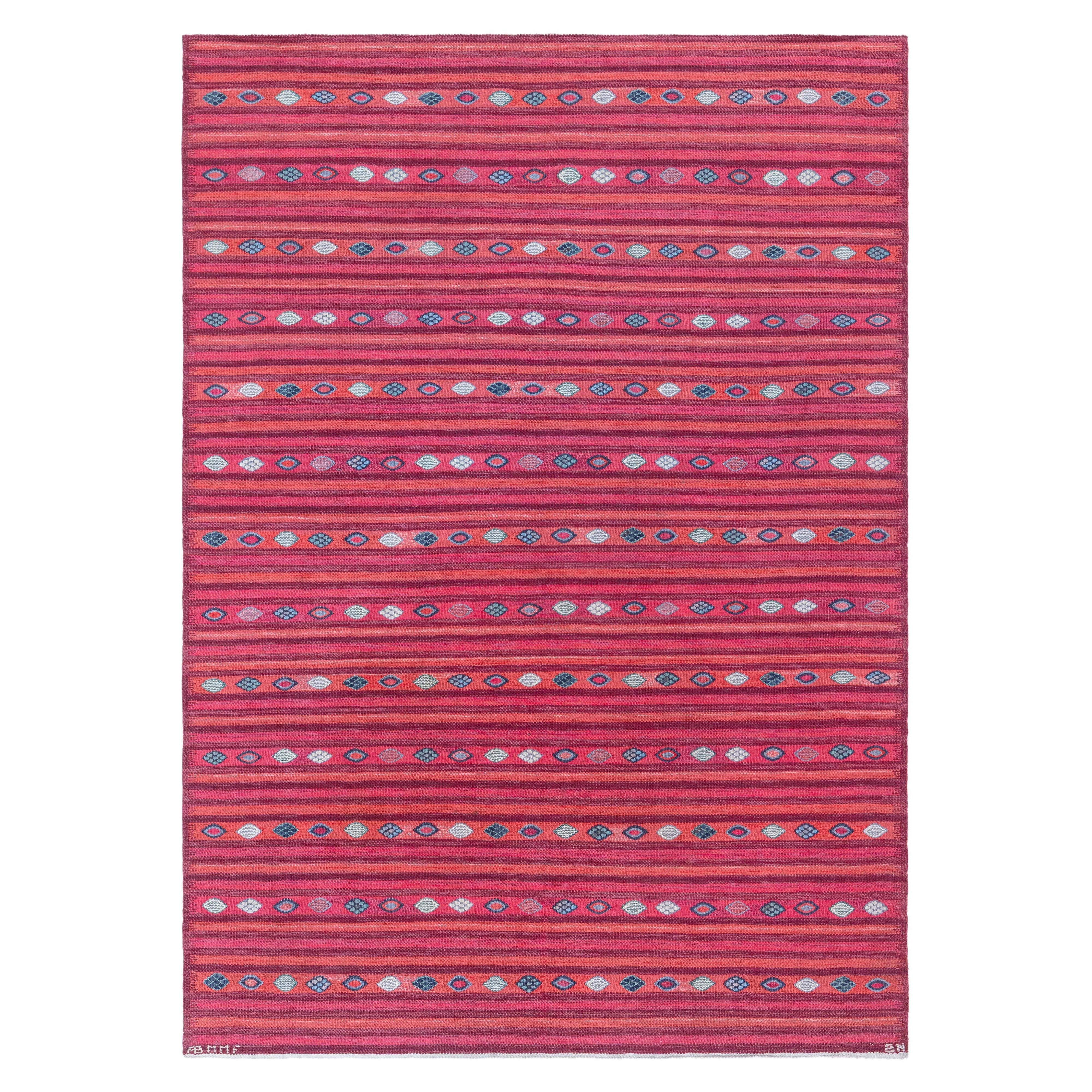 Vintage Swedish Flat Weave Rug by Barbro Nilsson, Signed MM at Doris Leslie Blau