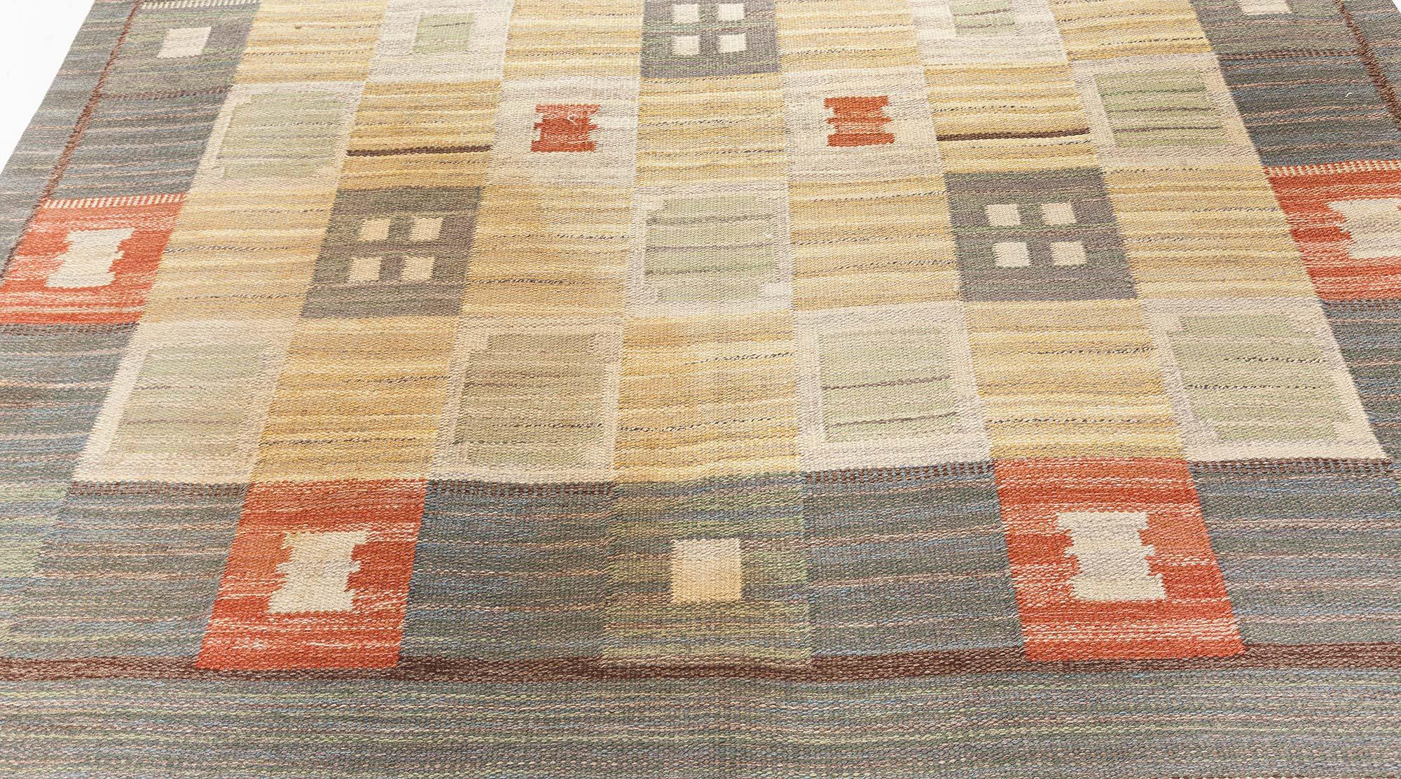 Schwedischer Flachgewebe-Teppich von Carl Dangel 'CD' im Vintage-Stil (Moderne der Mitte des Jahrhunderts) im Angebot