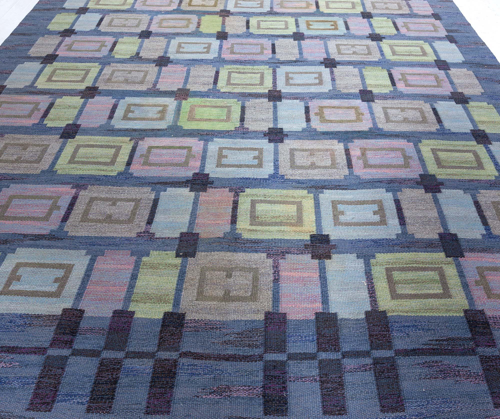 Hand-Woven Vintage Swedish Flat Weave Rug by Judith Johansson (Spise Hall) For Sale