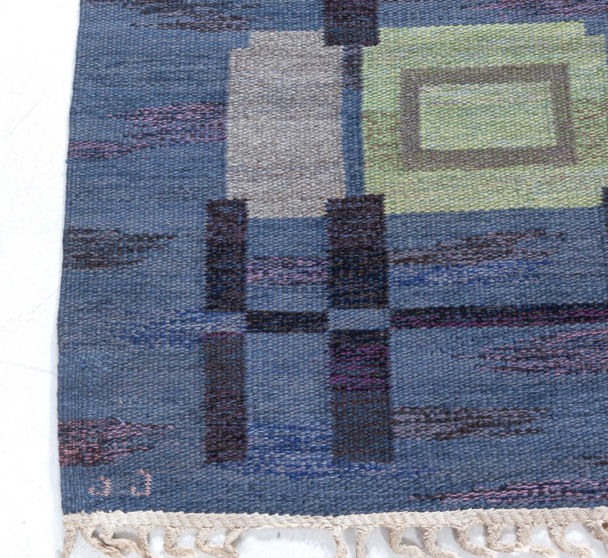Vintage Swedish Flat Weave Rug by Judith Johansson (Spise Hall) In Good Condition For Sale In New York, NY