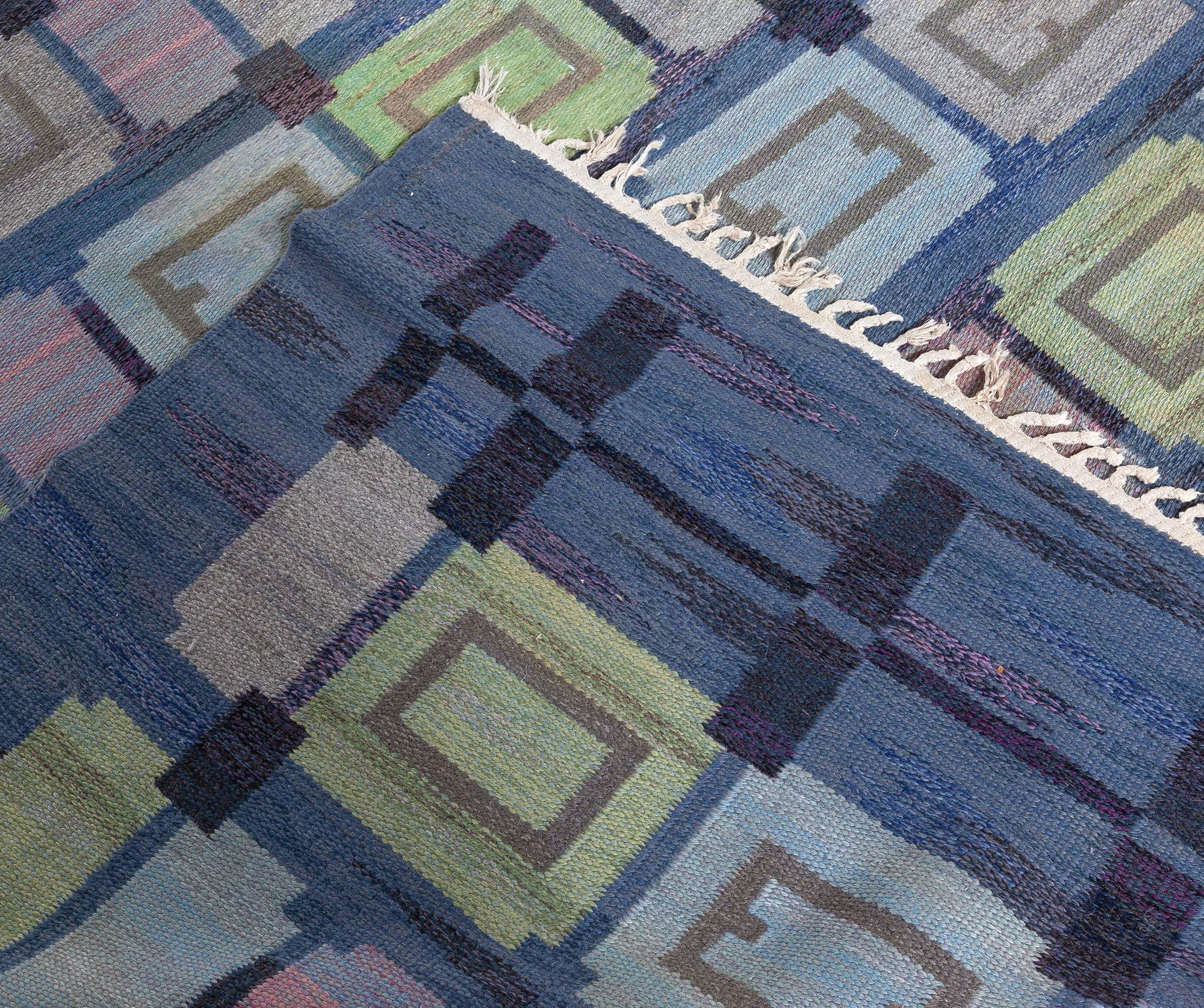 Vintage Swedish Flat Weave Rug by Judith Johansson (Spise Hall) For Sale 1