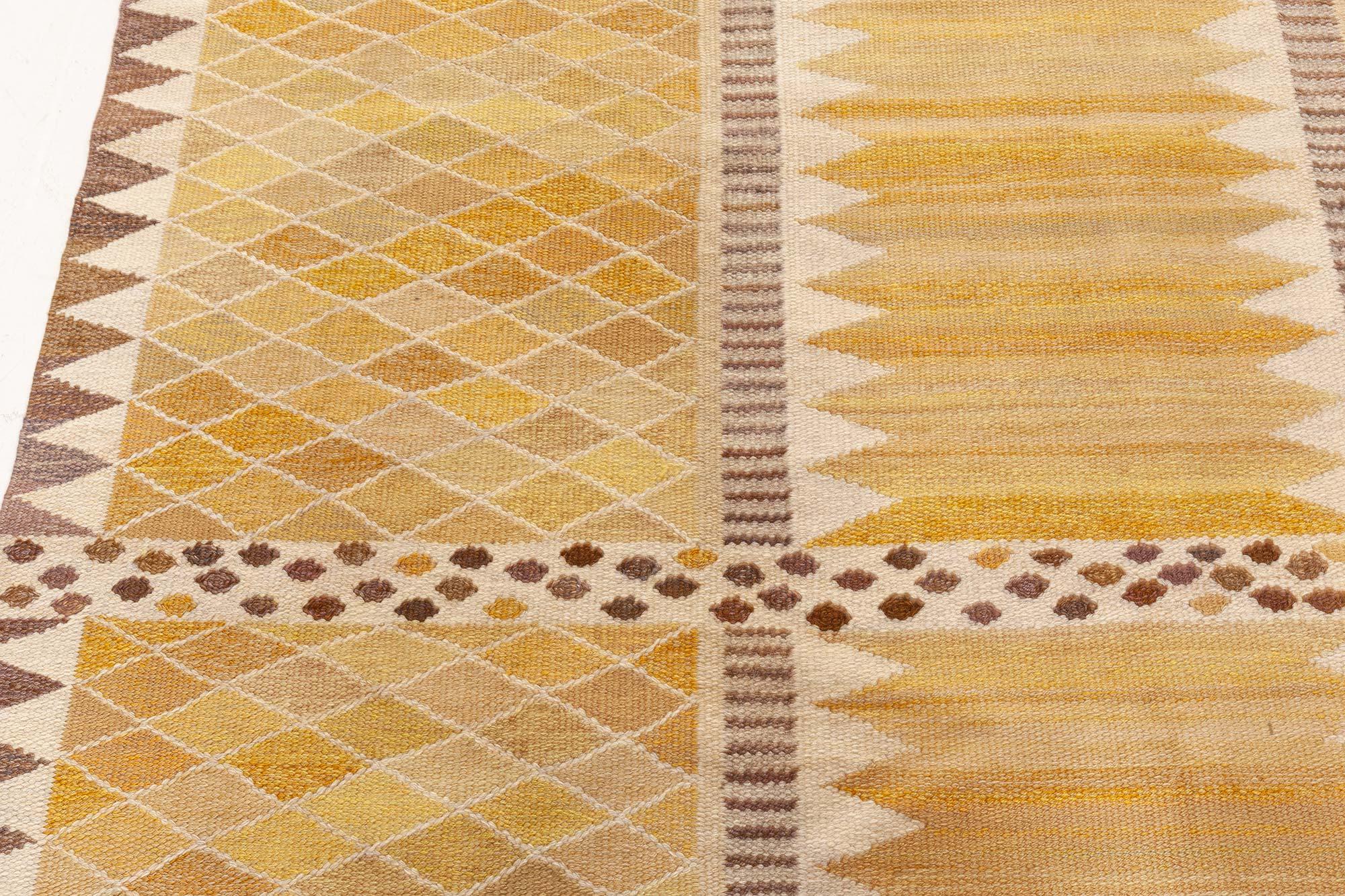 Vintage Swedish Flat Weave Rug by Marianne Richter (Josefina Gul) Ab Mmf Mr
Size: 5'8