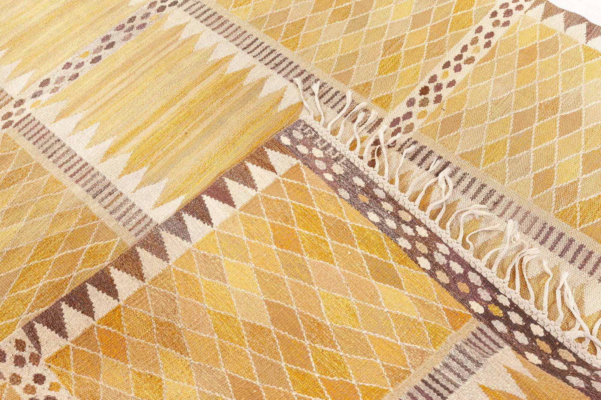 20th Century Vintage Swedish Flat Weave Rug by Marianne Richter (Josefina Gul) Ab Mmf Mr