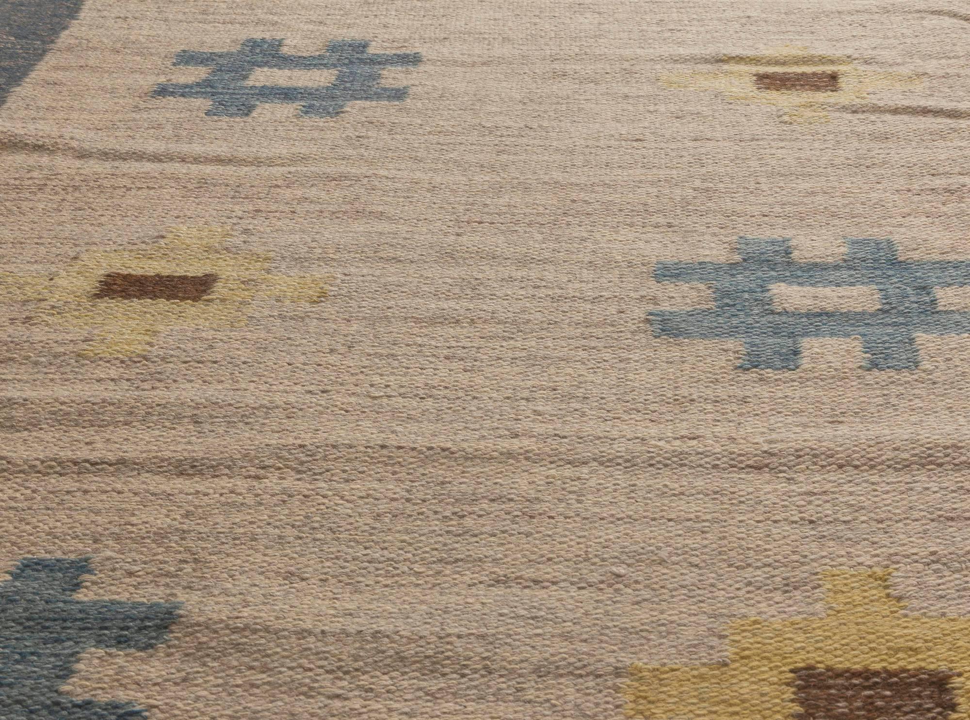 Mid-Century Modern Vintage Swedish Flat-Weave Rug