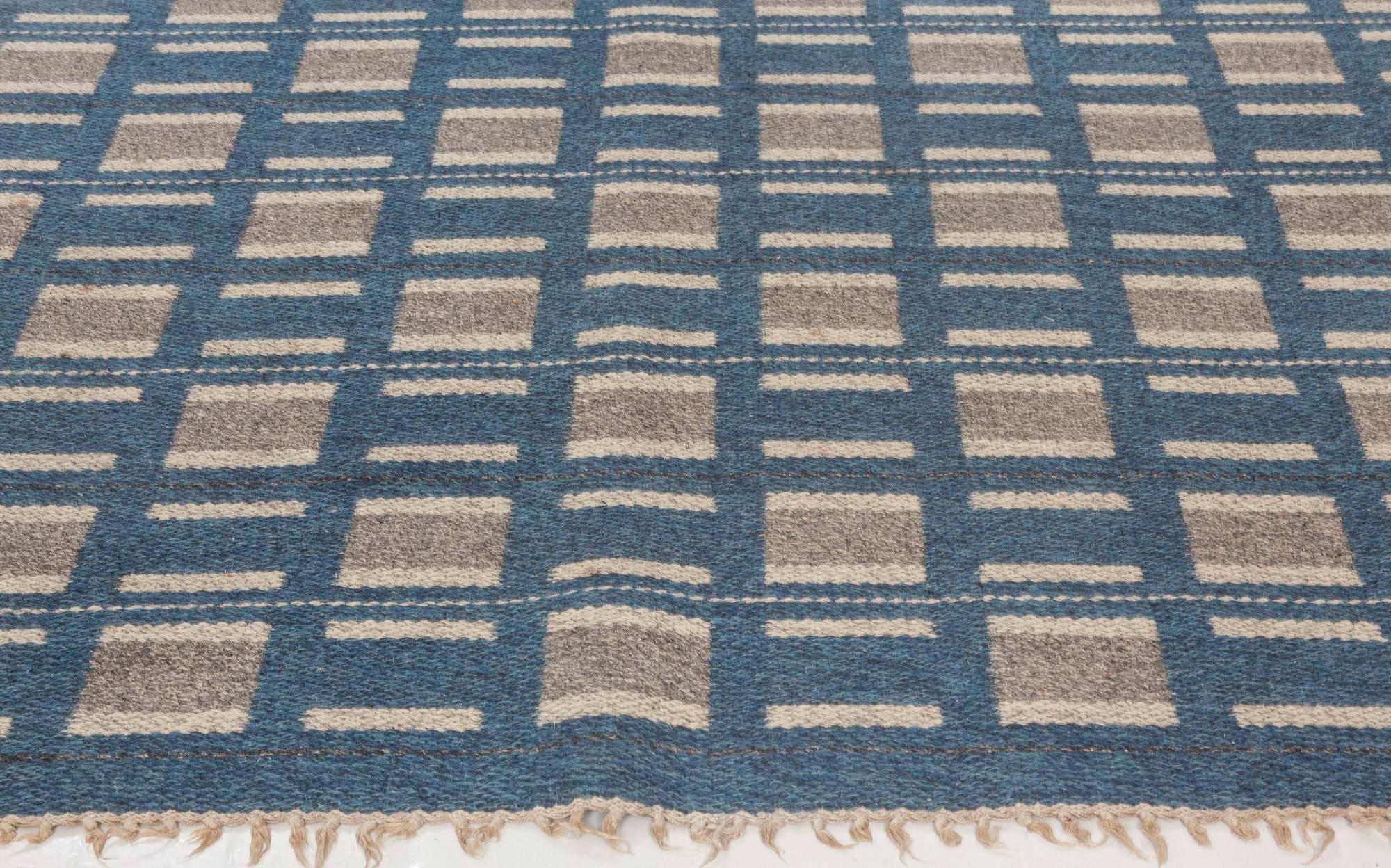 Mid-Century Modern Vintage Swedish Flat-Weave Rug