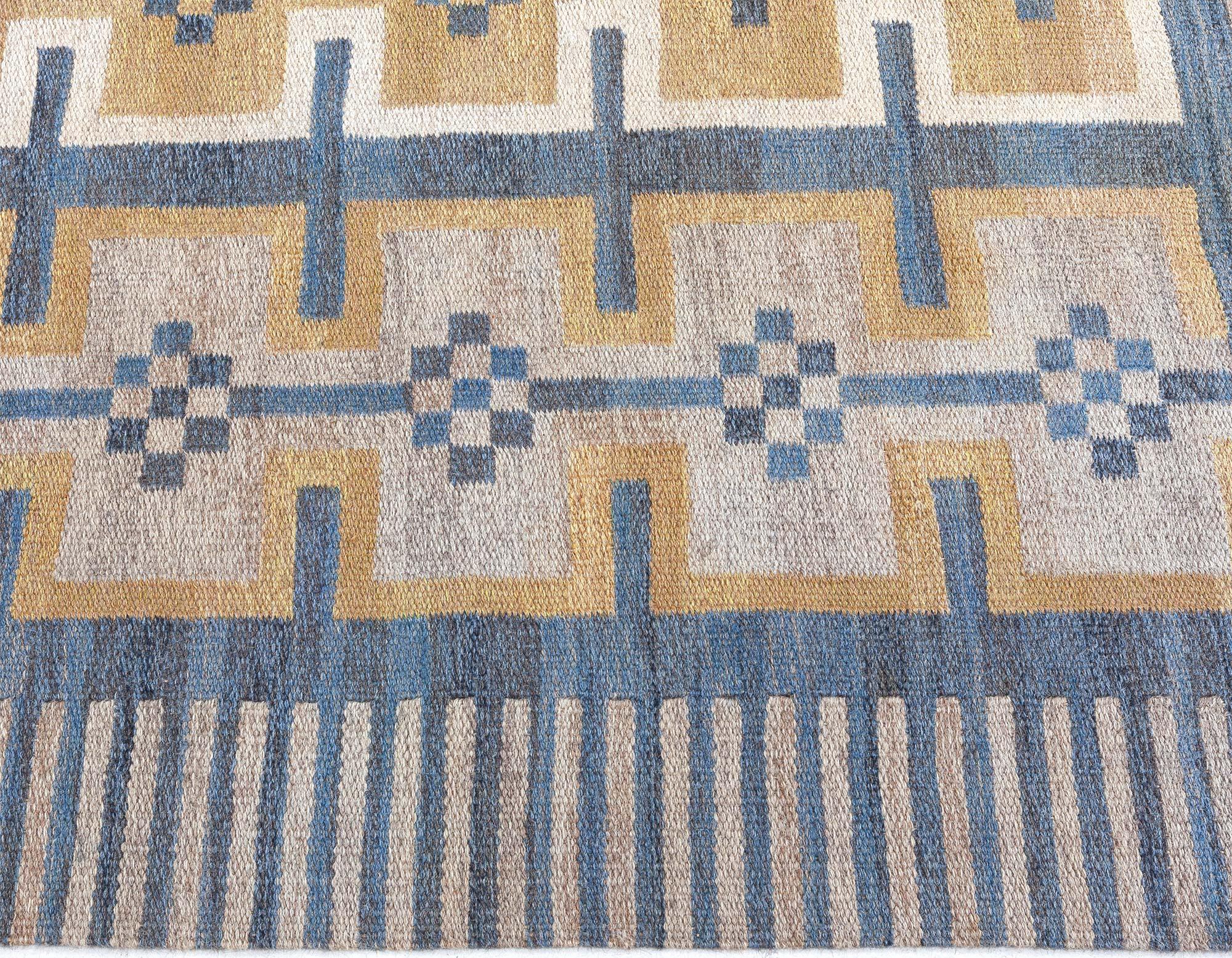 Mid-Century Modern Vintage Swedish Flat Weave Rug For Sale