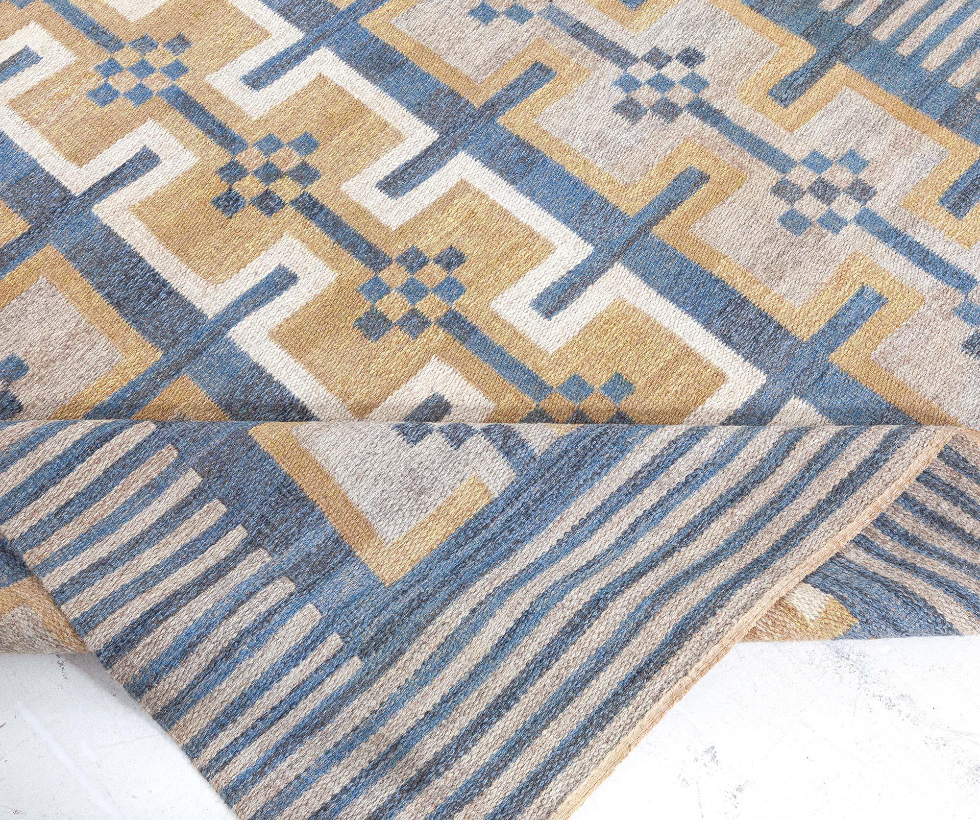 Wool Vintage Swedish Flat Weave Rug For Sale