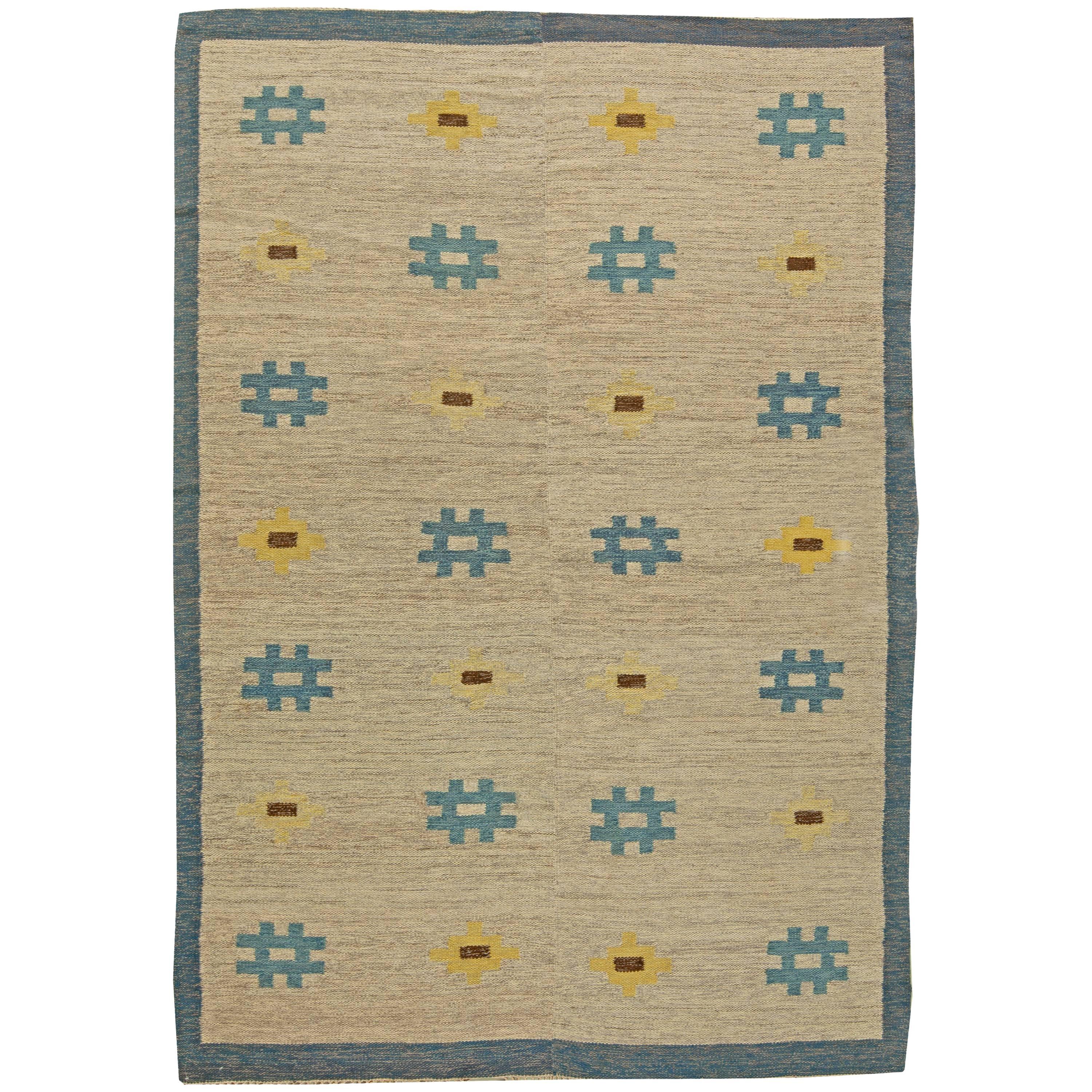 Vintage Swedish Flat-Weave Rug