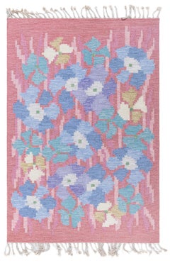 Vintage Swedish Flat-Weave Rug in Floral Design Doris Leslie Blau