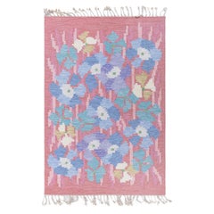 Vintage Swedish Flat-Weave Rug in Floral Design Doris Leslie Blau